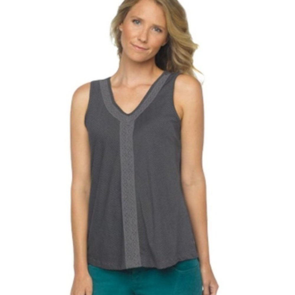 Prana ~ Alecia Crochet Lace Striped Tank Top
